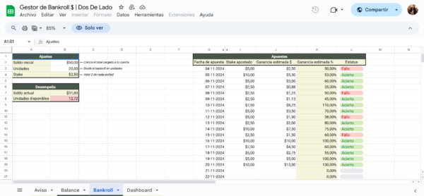 Funcionalidad del Gestor de Bankroll